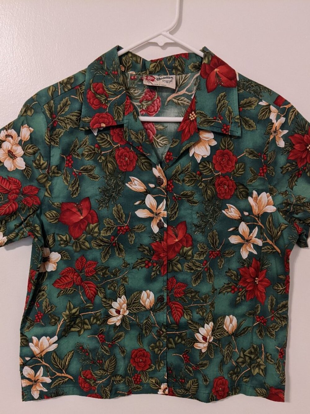 Hilo Hattie Floral Hawaiian Shirt Womens Sz L Aloha Topical SS NWOT
